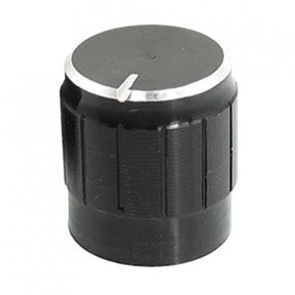 Alüminyum Pot Başlığı 6Mm Tırtıklı Mil 6Mm Siyah Metal Potansiyometre ürün görseli 1