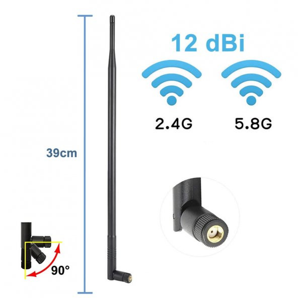 12dBi 39cm Anten RP Sma Erkek 2.4GHz 5.8GHz Dual Band RF Gsm Wifi ürün görseli 1