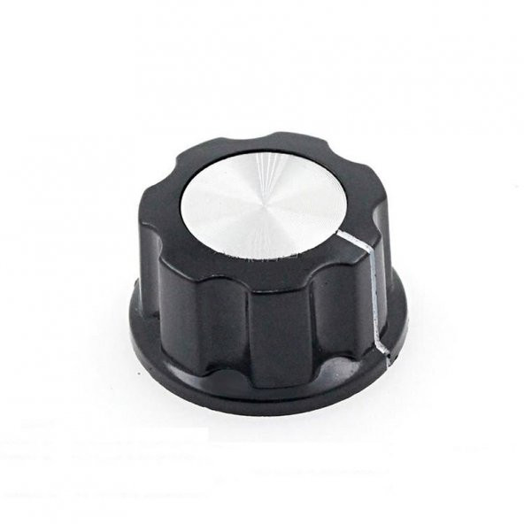 Plastik Pot Başlığı 16mm Siyah Gümüş Rotary Enkoder Ses Kontrol ürün görseli 1