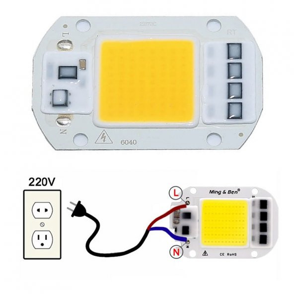 220V 50W Power Led Gün Işığı Warm White Projektör Cob Led Driver ürün görseli 1