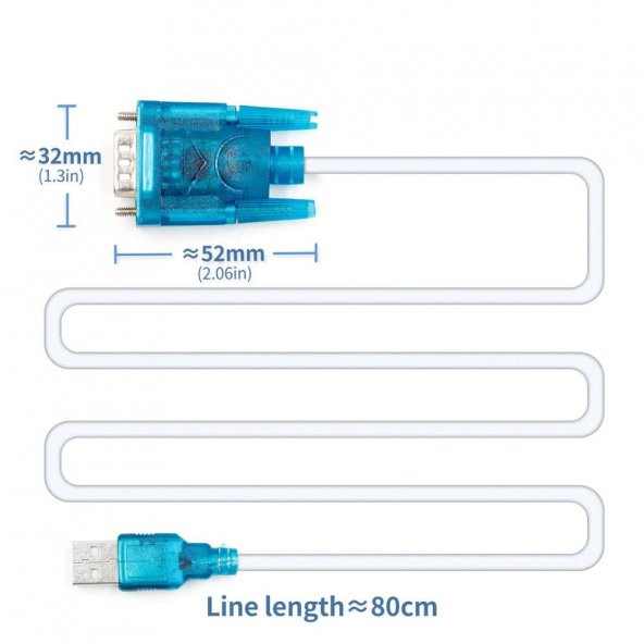 Kablolu Usb to Rs232 Çevirici CH340 Erkek DB91 Mbps Com Port ürün görseli 1
