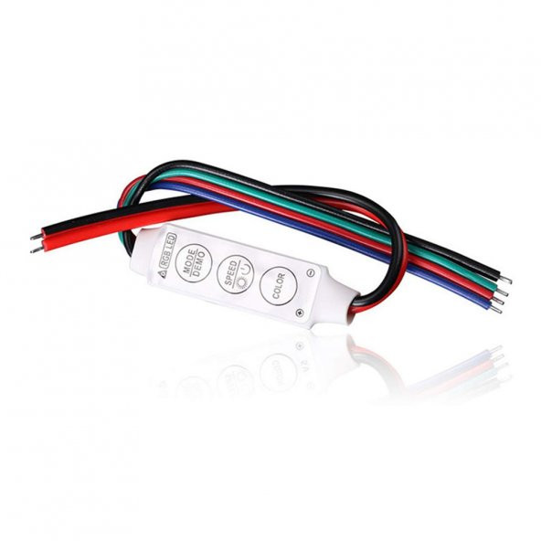 DC 12-24V 3 Tuşlu RGB Şerit Led Dimmer Hafızalı Renk Hız Kontrol ürün görseli 1