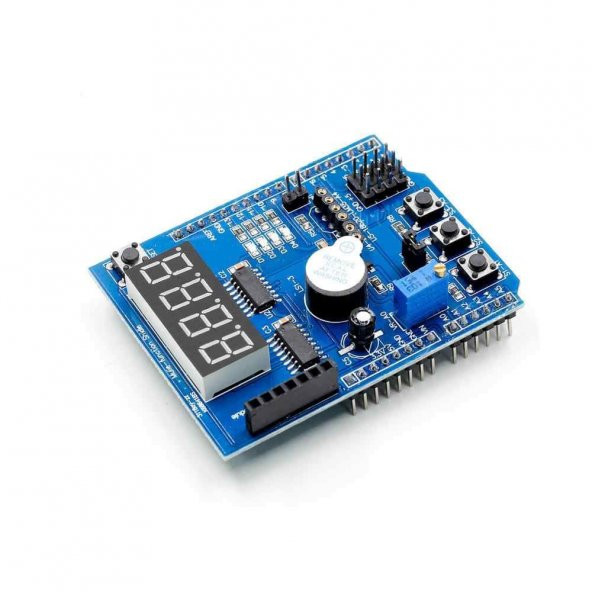 Multi Çok Fonksiyonlu Arduino Shield 7 Segment Buzer Button Pot - Resim 2