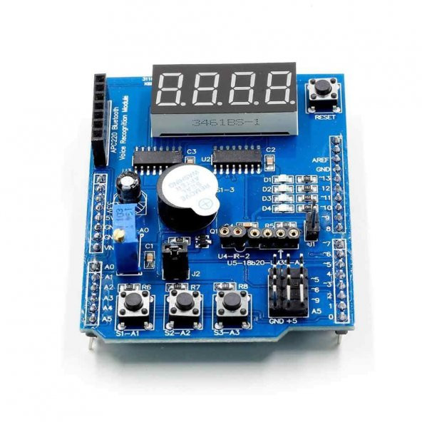 Multi Çok Fonksiyonlu Arduino Shield 7 Segment Buzer Button Pot - Resim 4