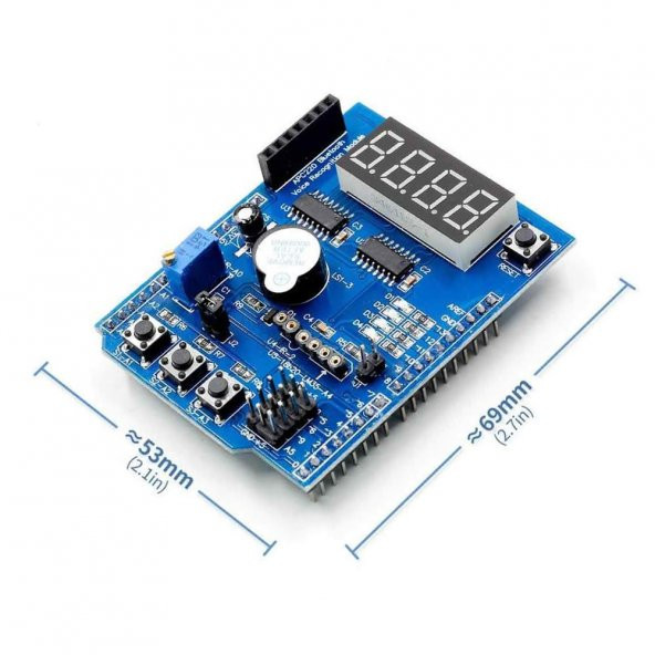 Multi Çok Fonksiyonlu Arduino Shield 7 Segment Buzer Button Pot - Resim 7