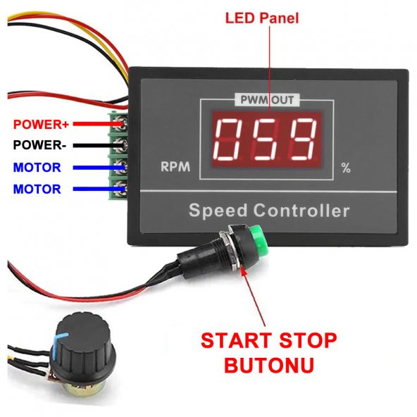 30A 60V DC Motor Hız Kontrol Devresi Panel Tip Potansiyometre - Resim 8