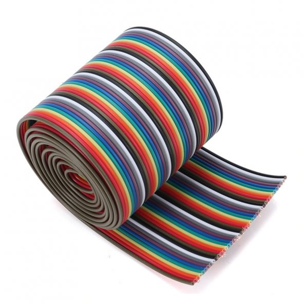 40 Pin Rainbow Ribbon IDC Kablo 1 Metre 10 Renk Dupont Kablo Flat ürün görseli 1