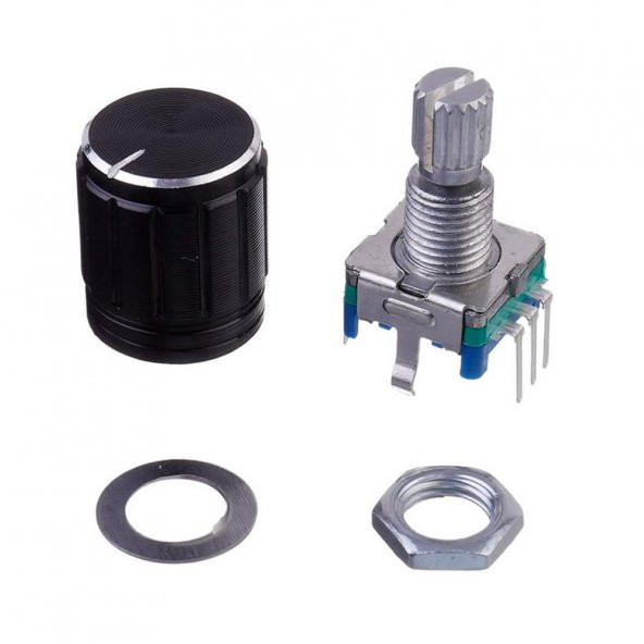 EC11 Rotary Encoder + Pot Başlığı Butonlu 20 Adım Pulse 360 Derece - Resim 2