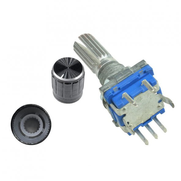 EC11 Rotary Encoder + Pot Başlığı Butonlu 20 Adım Pulse 360 Derece - Resim 3