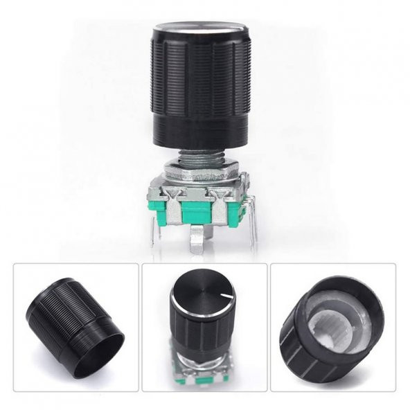 EC11 Rotary Encoder + Pot Başlığı Butonlu 20 Adım Pulse 360 Derece - Resim 6