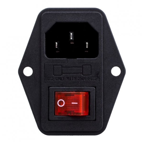 220V Erkek Power Soketi Sigorta Yuvalı ve Işıklı Açma Kapama Anahtarlı Kulaklıklı Montaj Tip ürün görseli 1