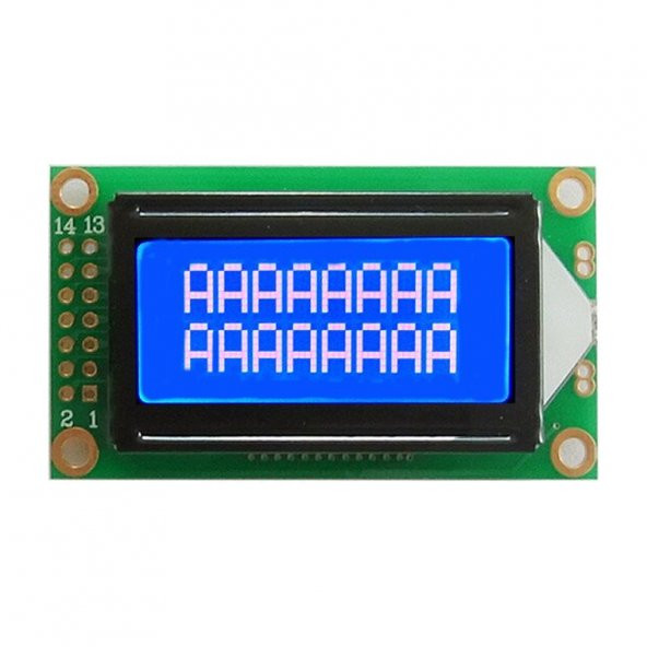 0802A 8x2 Karakter Lcd Modül Mavi Display Ekran Mavi Backlight 2 Satır 8 Karakter ürün görseli 1