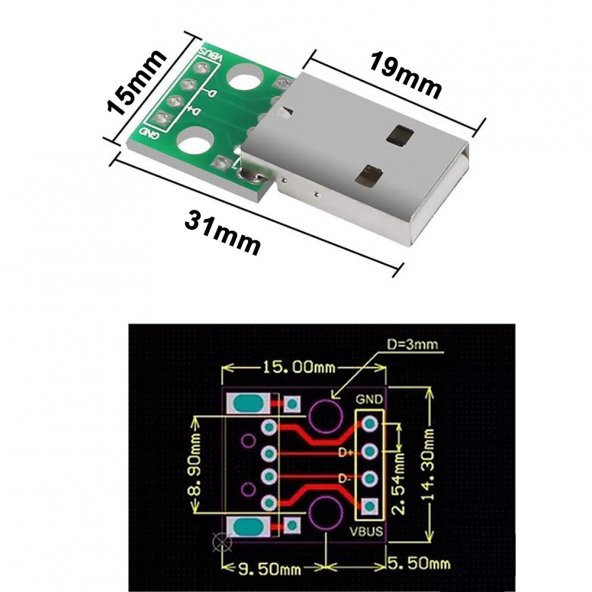 Usb Male To Dip Çevirici Pcb - Resim 8