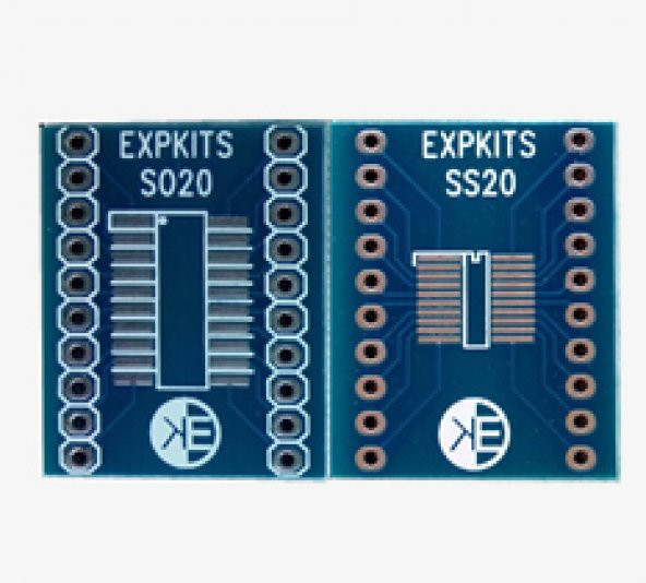 SOSS20 PCB ( SO20 - SSOP20 ) SOIC20 SSOP20 to DIP20 Çevirici PCB ürün görseli 1