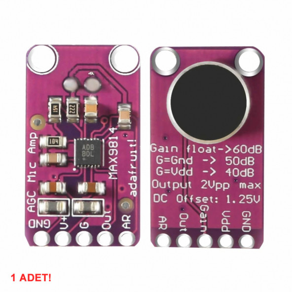 Max9814 Amplikatörlü Analog Mikrofon Modülü Ses Algılama Sensörü - Resim 6