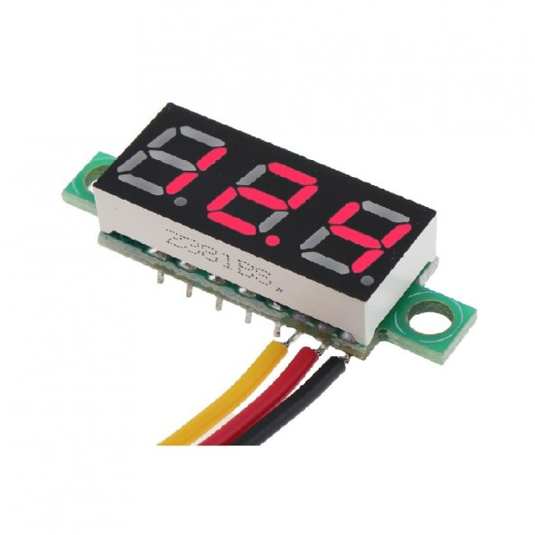 0.28 inch DC 0-100V Mini Digital Voltmetre 3 Kablolu DC Kırmızı ürün görseli 1