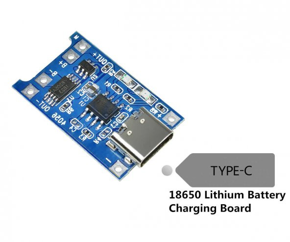 TP4056 Korumalı Lityum Pil Şarj Devresi Type C Usb Batarya - Resim 3