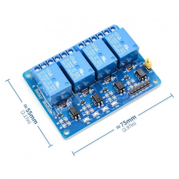 4 Kanal 5V Röle Modül AC 250V 10A  Optokuplör İzolasyon ürün görseli 1