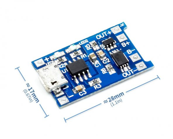 TP4056 Korumalı Lityum Pil Şarj Devresi Micro Usb Batarya - Resim 6