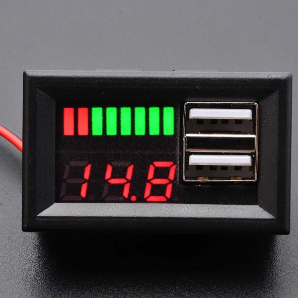 USB Soketli Voltmetreli Akü Kapasite Göstergesi 12V Pil uyumlu ürün görseli 1
