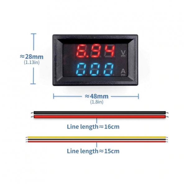 DC 0-100V 10A Digital Voltmetre Ampermetre DSN-VC288 - Resim 7