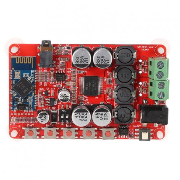 TDA7492P 2x25W Bluetooth Alıcılı Ses Amfi Kırmızı ürün görseli 1