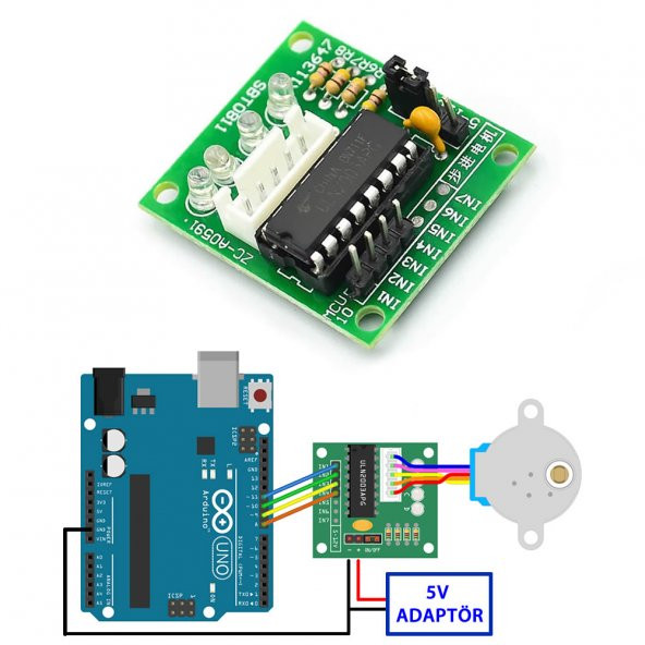 5V 28BYJ48 Step Motor + ULN2003A Sürücü Kartı - Resim 7