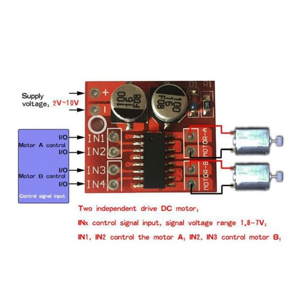 Mini L298N Motor Sürücü Modül-Hız Kontrollü - Resim 7