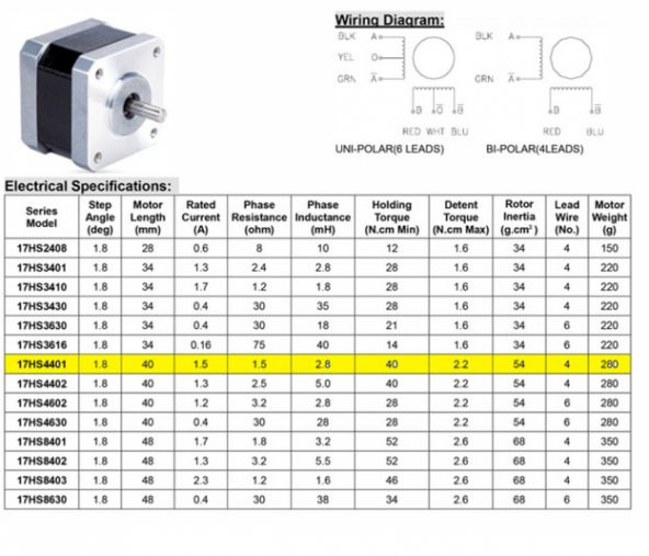 17HS4401 Nema 17 Step Motor - Resim 7