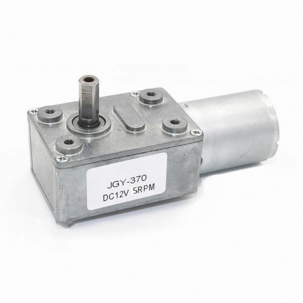 JGY370 DC 12V 5 Rpm Redüktörlü DC Motor 2 Yönde Dönme L Tip 26kg.cm Yüksek Tork Metal Dişli ürün görseli 1