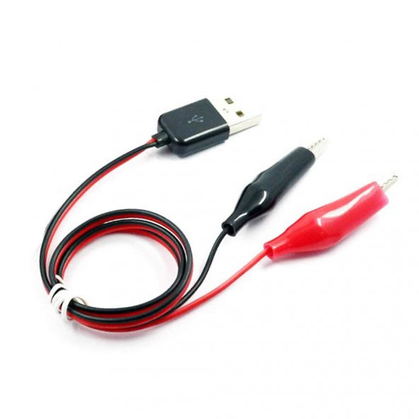 Usb Krokodil Çevirici Kablo - 5V Kaynak Test Kablosu 60Cm Max 2A ürün görseli 1