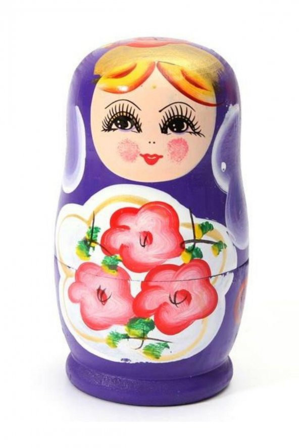 Ahşap Matruşka Bebek Beşli Set Mor - Resim 9