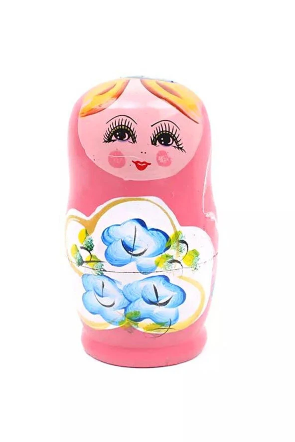 Ahşap Matruşka Bebek Beşli Set Pembe - Resim 8
