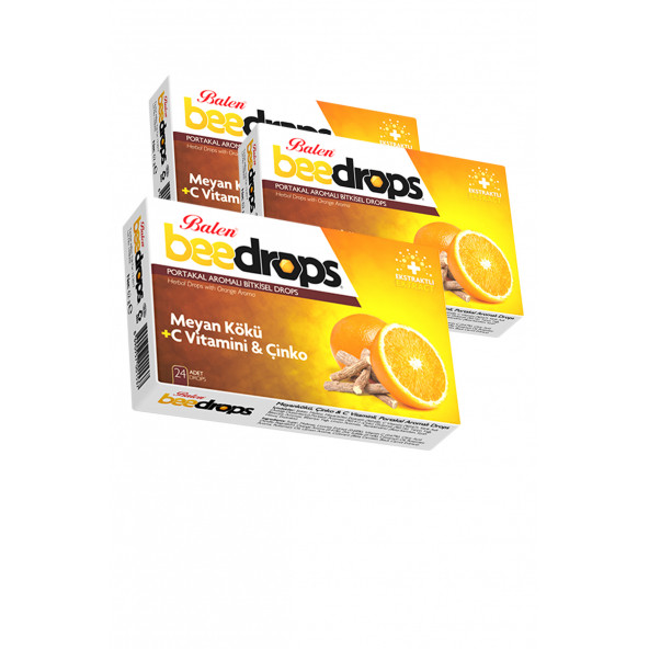 3 Kutu Balen Meyan Kökü C Vitamini Çinko Portakal Aromalı Beedrops 24 Adet Pastil Meyankökü Bee Droops ürün görseli 1