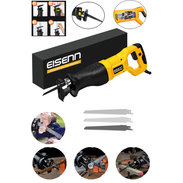 Eisenn Alman Technology Sjs Bakır Sargı 5200 W Tilki Kuyruğu Kemik Kesim Makinası 3 Adet Bıçak Hediye ürün görseli 1