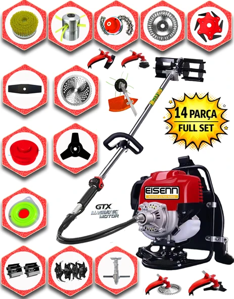 EISENN German 14 In 1 Ep 950 Ultra Sırt Tipi Çim Ot Çalı Tırpanı Akrobat Çapa Aparatı Toprak Eşeleme ürün görseli 1