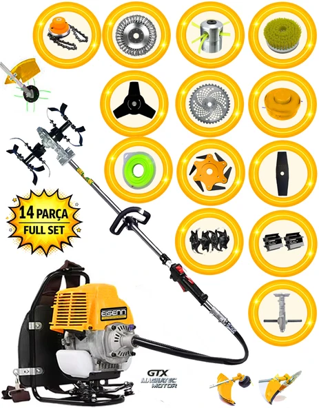 EISENN  German 14 In 1 Set X-torq  Sırt Tipi Benzinli Ot Çim Biçme Makinası Toprak Eşeleme Akrobat Çapa ürün görseli 1