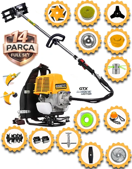 Eisenn  German 14 In 1 X-speed Sırt Tipi Benzinli Çalı Çim Biçme Tırpanı Akrobat Çapa Aparatı ürün görseli 1