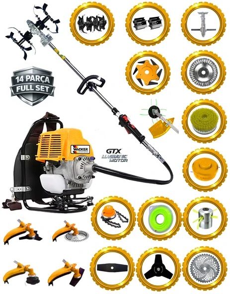 German WR 498 Güçlü Yüksek Performans 14 Parça Full Set Sırt Tipi Benzinli Çalı Çim Biçme Tırpanı ürün görseli 1
