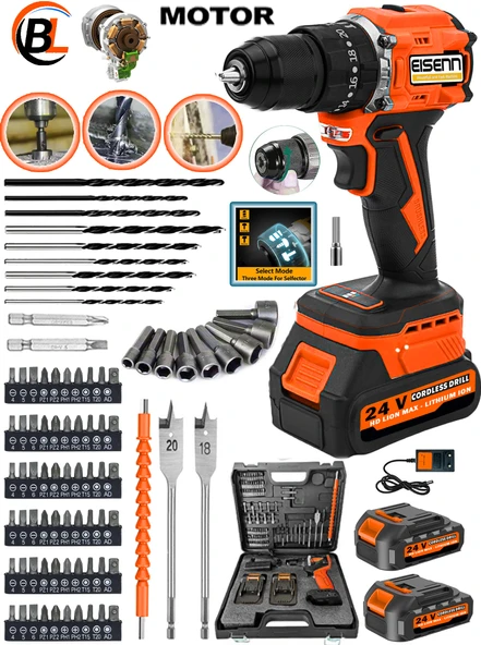 EISENN German Brushless Kömürsüz Bl Motor 21v 4 Ah Çift Akülü 013 Vidalama Matkap Set Hediyeli ürün görseli 1