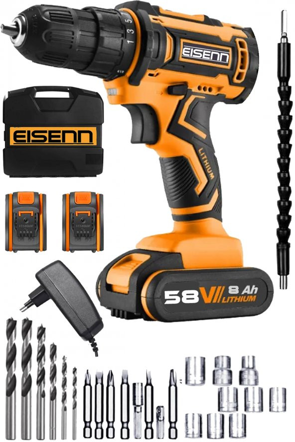 Eisenn Germany Technology Diamond Metal Şanzıman 58 V 8 Ah Samsung Çift Akülü Vidalama Matkap Set ürün görseli 1