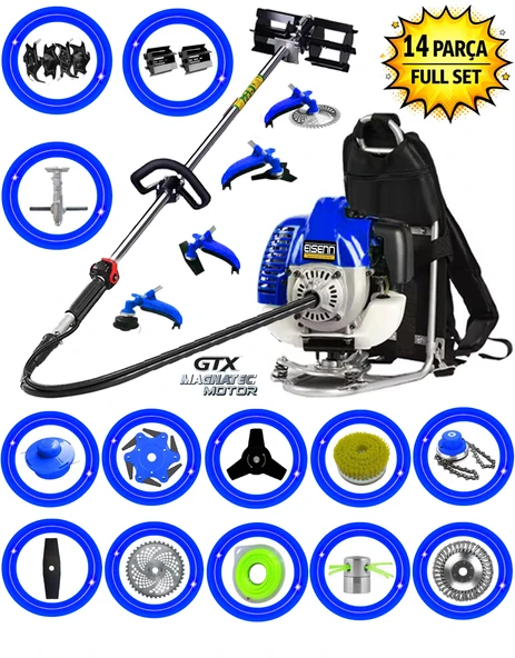 EISENN  German Em-9800 Sırt Tipi Tırpan 14 Parça Full Set Toprak Eşeleme Aparatı Akrobat Çapa Aparatı ürün görseli 1