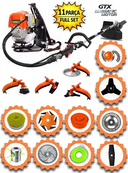 Eisenn German 11 Parça Full Set Ms 9300 Sırt Tipi Ot Çim Çalı Biçme Tırpan Makinası Isınmaz Motor ürün görseli 1