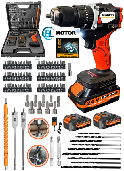 Eisenn German Technology 013 Kömürsüz Blx-motor Çift Akülü Vidalama + Matkap Set Hediyeli ürün görseli 1