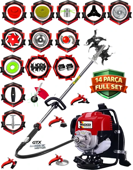 German WR 235 Güçlü Yüksek Performans 14 Parça Full Set Sırt Tipi Benzinli Çalı Çim Biçme Tırpanı ürün görseli 1