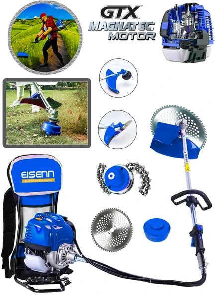 Eisenn Alman Teknoloji G-tec Magnatec Motor 20 Hp Sırt Tipi Ot Çim Çalı Biçme Tırpanı ürün görseli 1