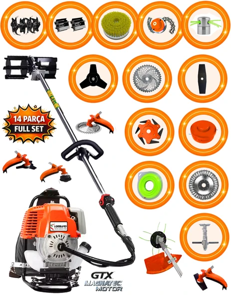İtaly L-t500 G-tec 14 Parça Full Set Sırt Tipi Benzinli Çalı Çim Biçme Tırpanı  Güçlü Yüksek Performans ürün görseli 1