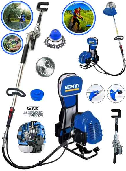 Eisenn Turbo GTX Benzinli Sırt Tipi Tırpan Ot Çim Çalı Biçme Makinası+Hasat Toplama Aparatı Hediyeli ürün görseli 1