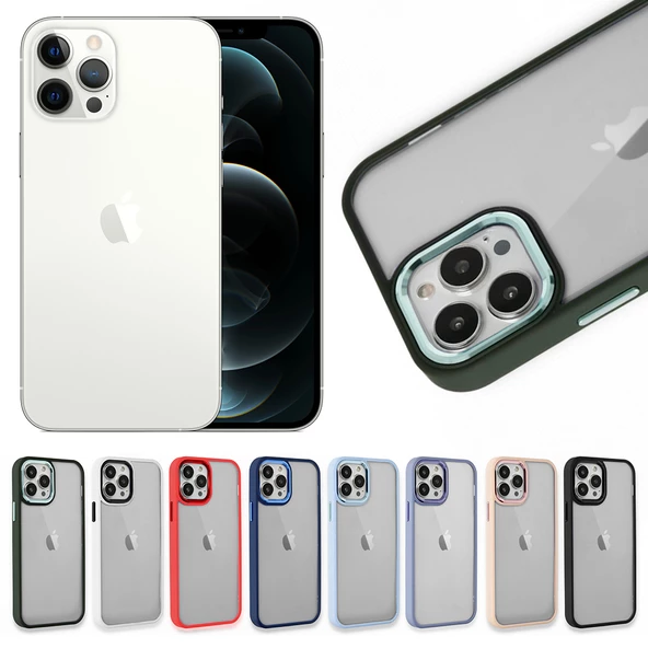 iPhone 12 Pro Max Kılıf Luna Lens Kamera Çerçeveli Silikon Kapak ürün görseli 1