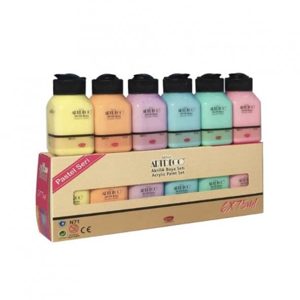 Akrilik Boya Seti 6x75 ml Pastel Seri Akrilik Boya 6 Renk 75 ml Pastel Renkler ürün görseli 1